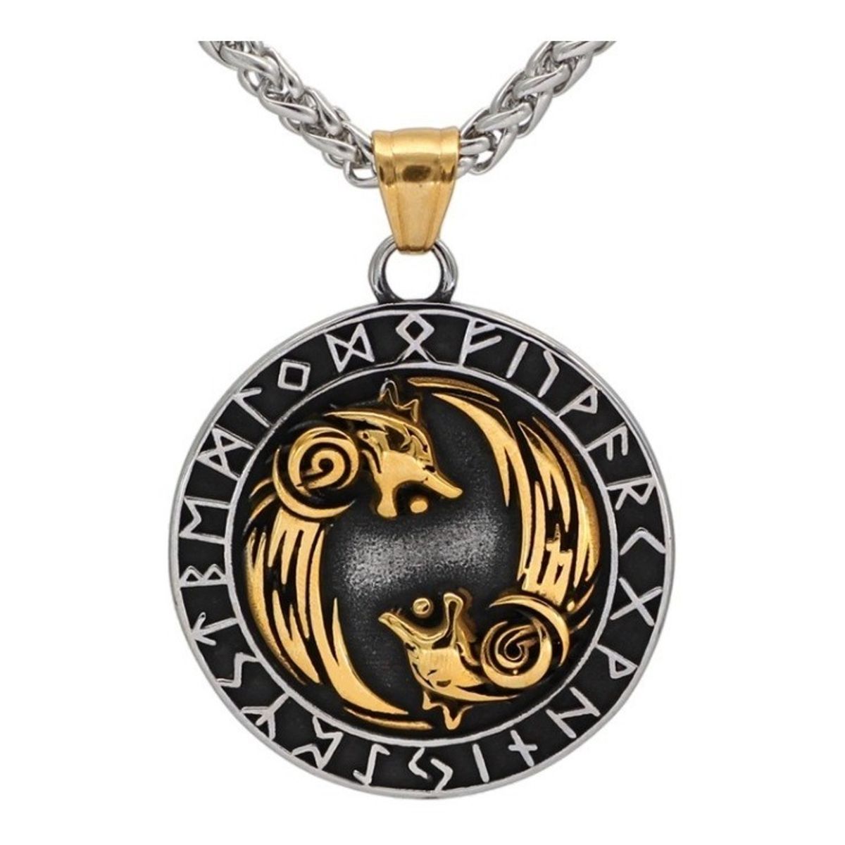 GENERICO - Collar Vikingo Runas Vegvisir Wolf Hombre Mujer Moda 2022