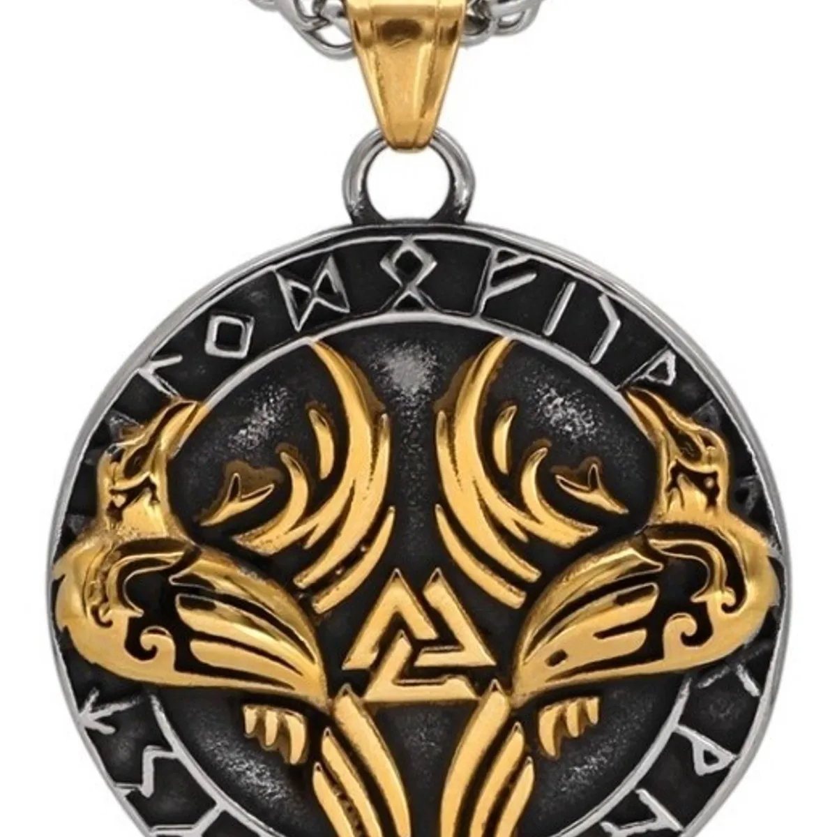 GENERICO - Collar Vikingo Valknut Vegvisir Crow Hombre Mujer Moda