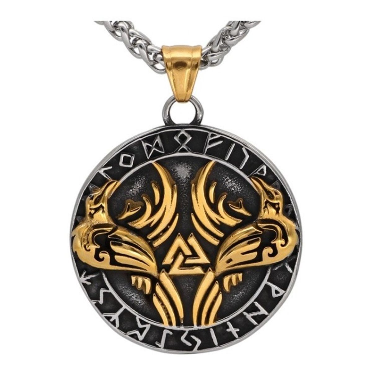 GENERICO - Collar Vikingo Valknut Vegvisir Crow Hombre Mujer Moda