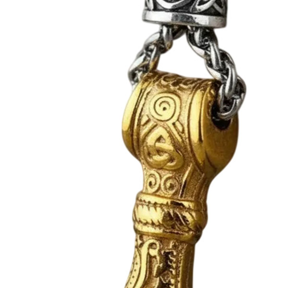 GENERICO - Collar Vikingo Martillo Gold Thor Nordico Runas Hombre L