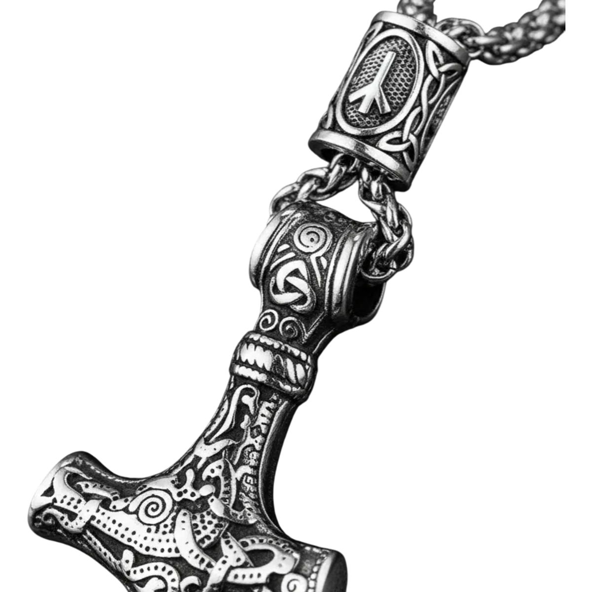 GENERICO - Collar Vikingo Martillo Thor Nordico Runas Hombre Mz