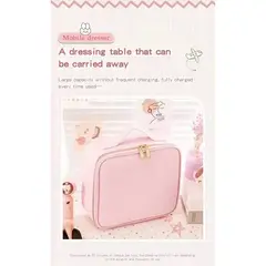 GENERICO - Estuche Organizador De Maquillajes Con Espejo Led Rosa