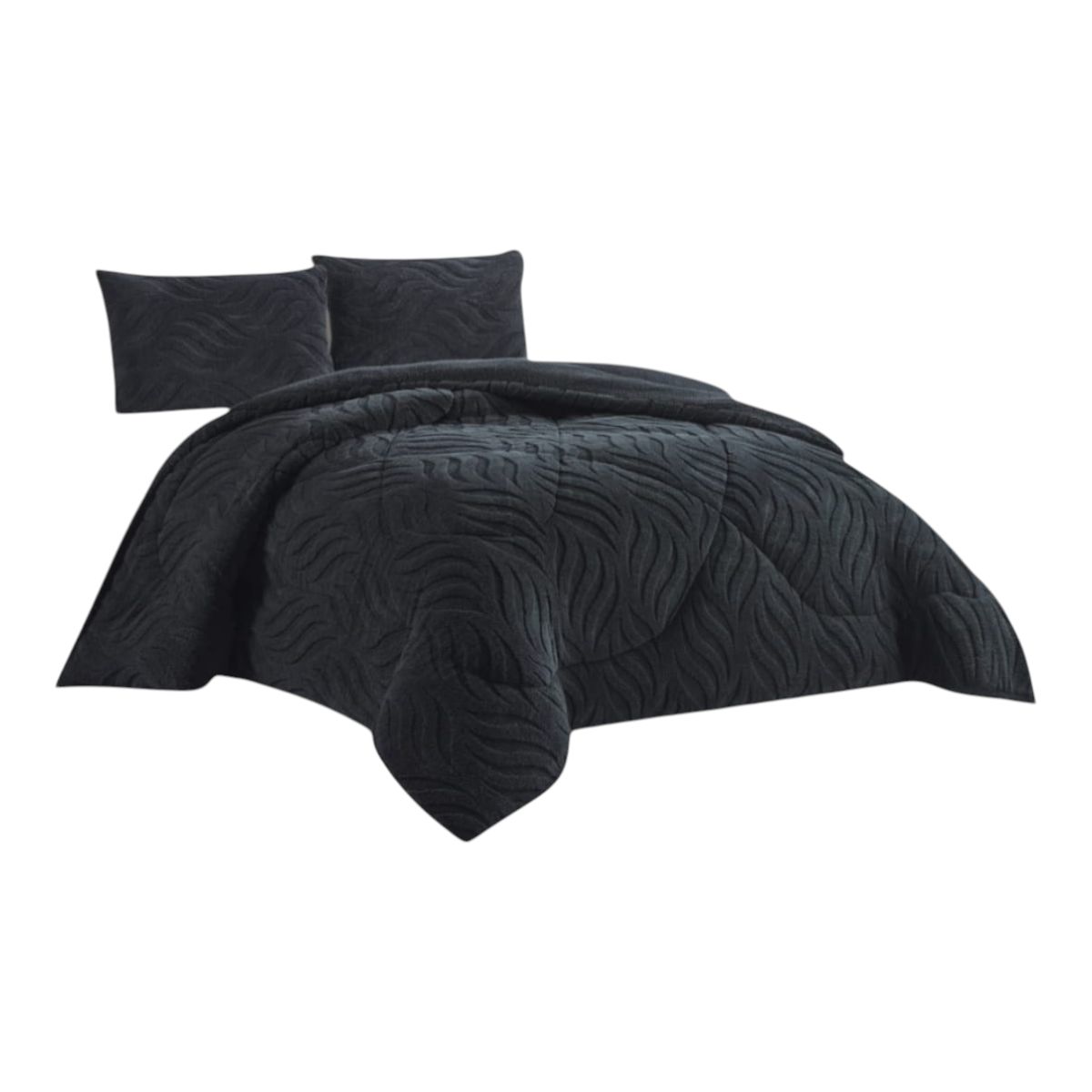 GENERICO - Cobertor De Invierno Texturizado King Color Negro