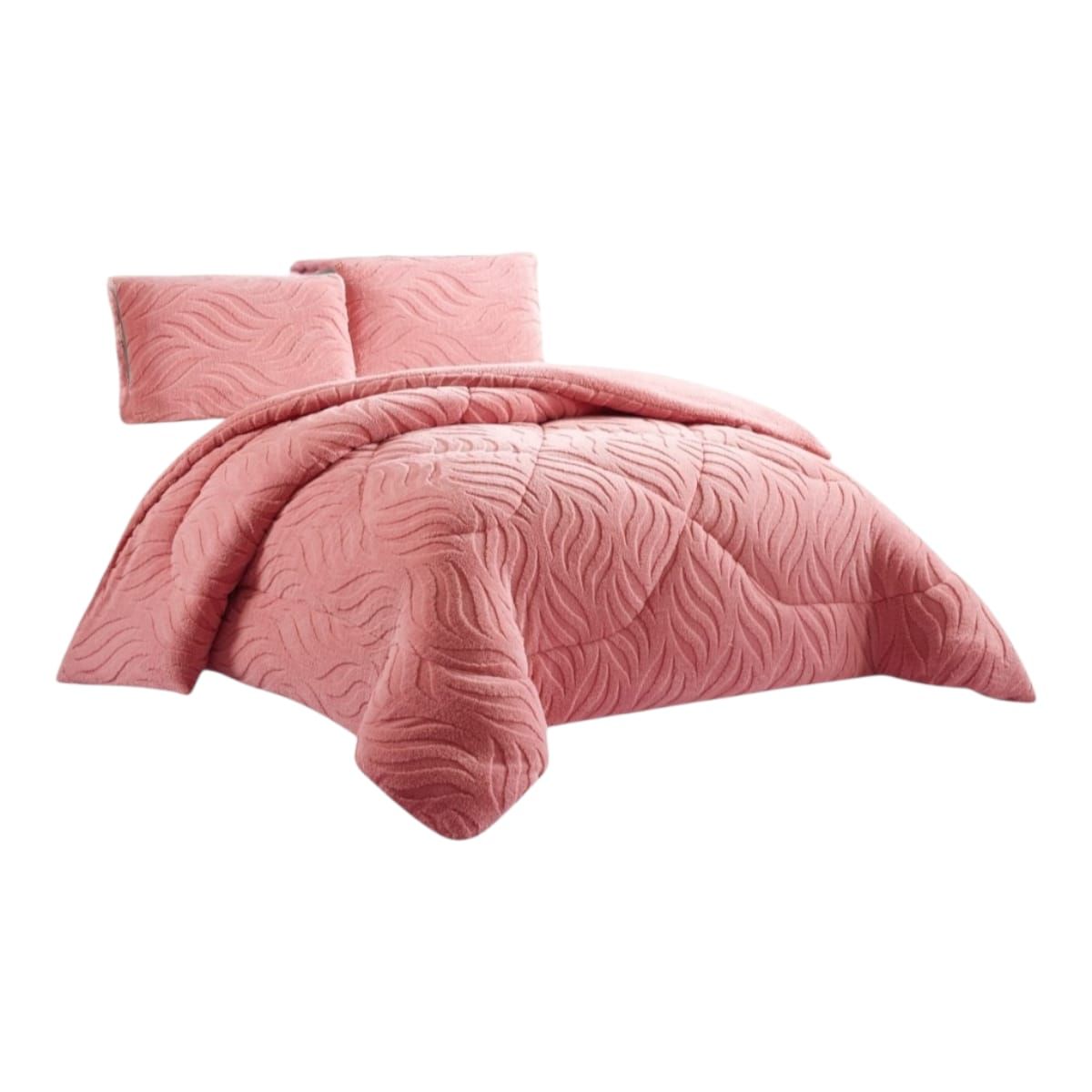 GENERICO - Cobertor De Invierno Texturizado King Color Rosa