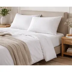 AMABILE - Juego de Sábanas 1.5 Plaza Blancas Satinadas y Suaves  Algodón 100% Indio