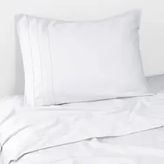 AMABILE - Juego de Sábanas KING Blancas Satinadas y Suaves  Algodón 100% Indio