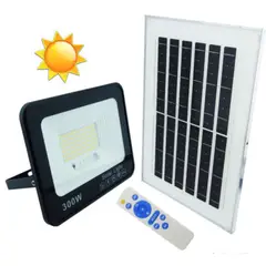 GENERICO - Proyector Solar LED De 300 Watt, 108 LED, Luz Calida, Panel Solar Y Control Remoto