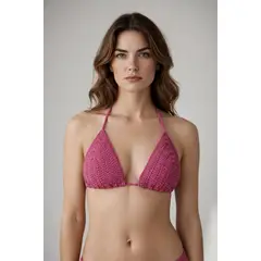 GLORIAHOON - Brasil Top de baño Bikini Mujer Crochet Artesanal Rosa