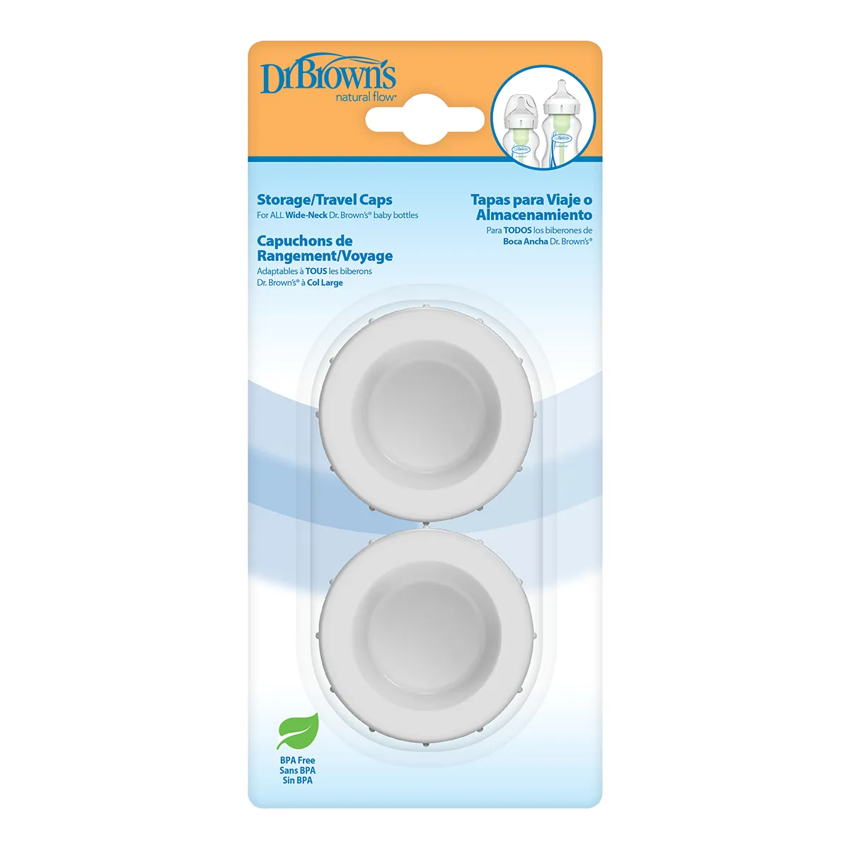 DR BROWN'S - Tapas de Viaje Para Mamaderas Dr Browns Boca Ancha 2Pcs