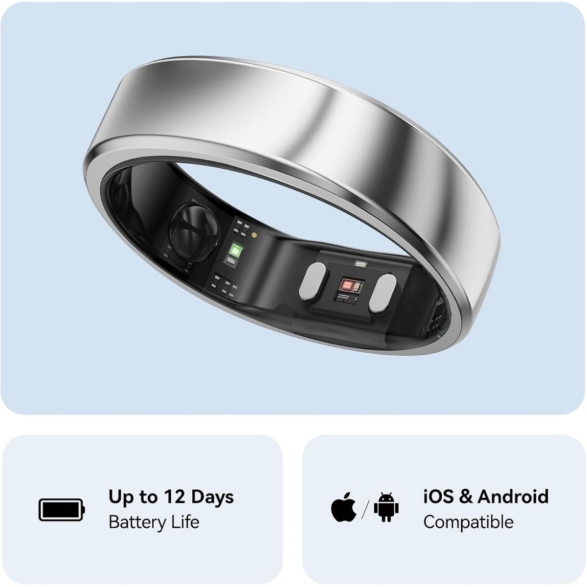 RINGCONN - Anillo inteligente de monitoreo de salud RingConn Gen 2 - Plata futura