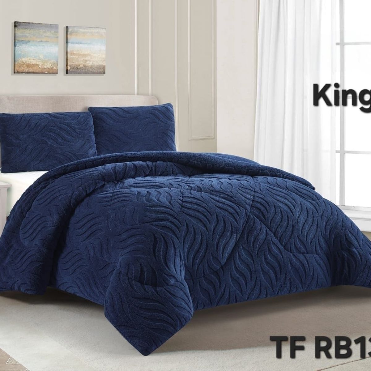 GENERICO - Cobertor De Invierno Texturizado King Color Azul