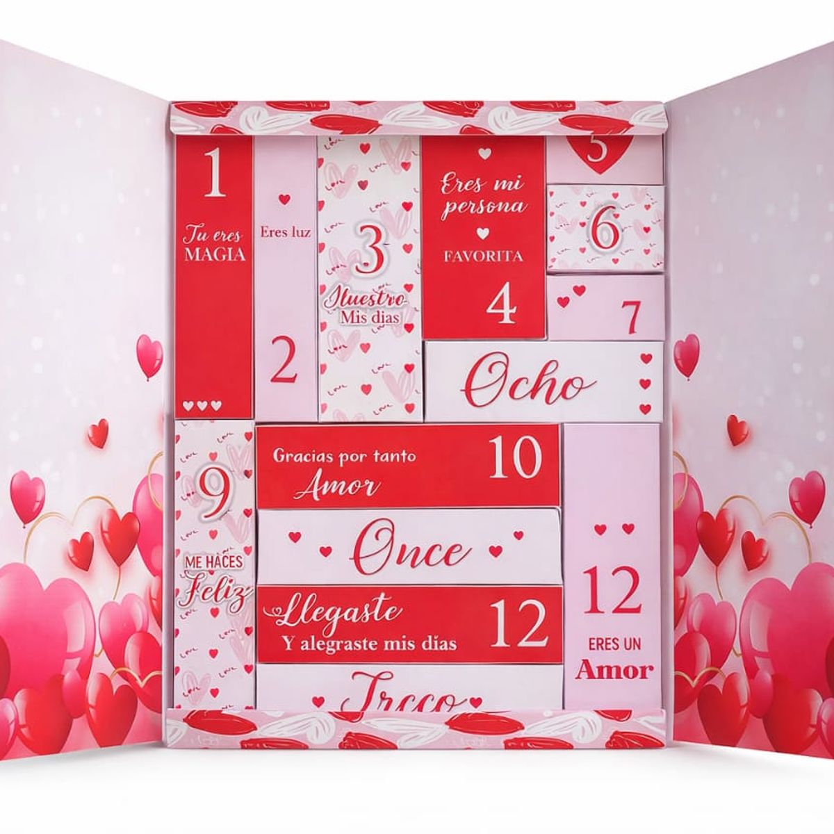 GENERICO - San Valentín 14 Días De Amor  Calendario Adviento Caja Sorpresa Set Maquillaje  Colección 14 Piezas