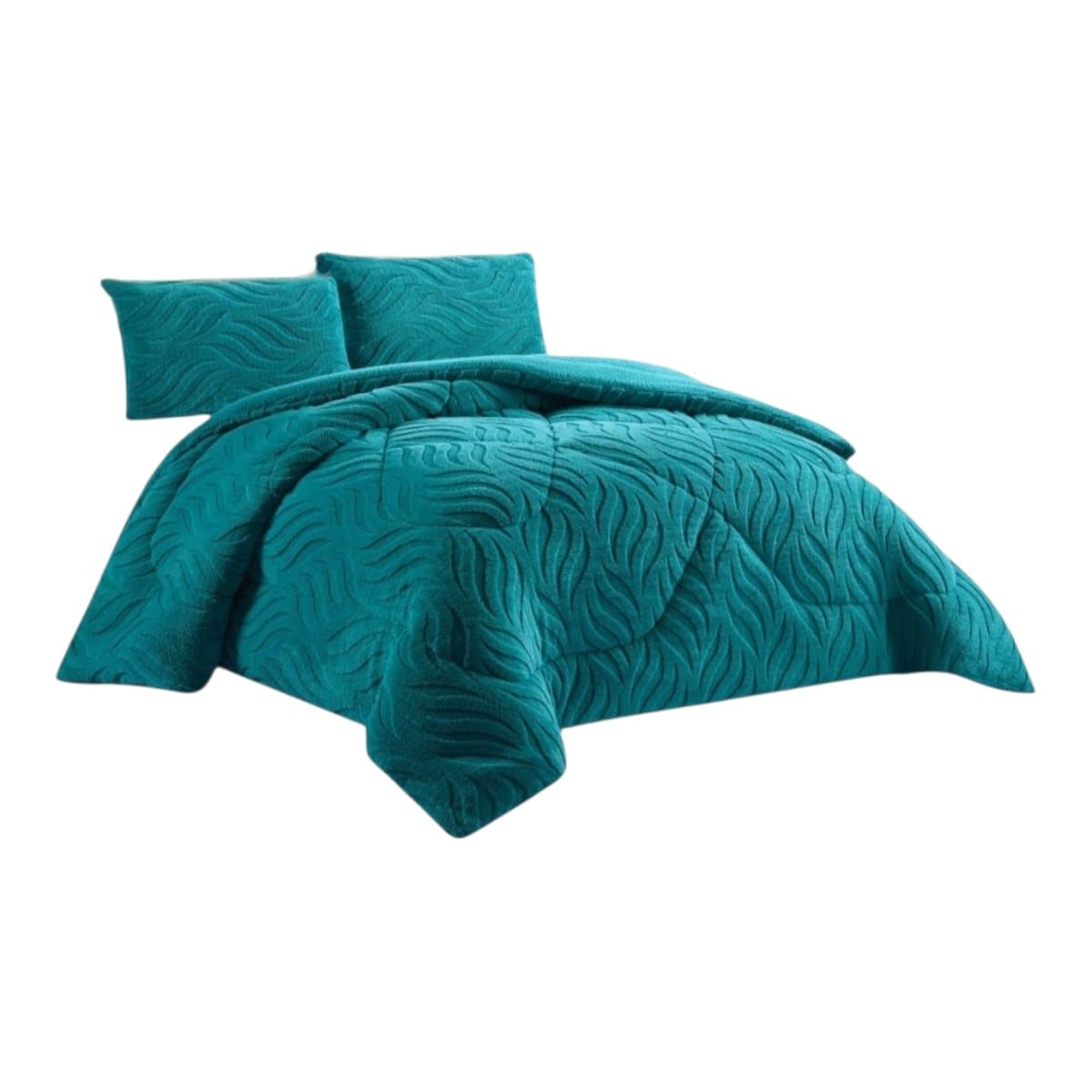 GENERICO - Cobertor De Invierno Texturizado 2 Plazas Color Turquesa