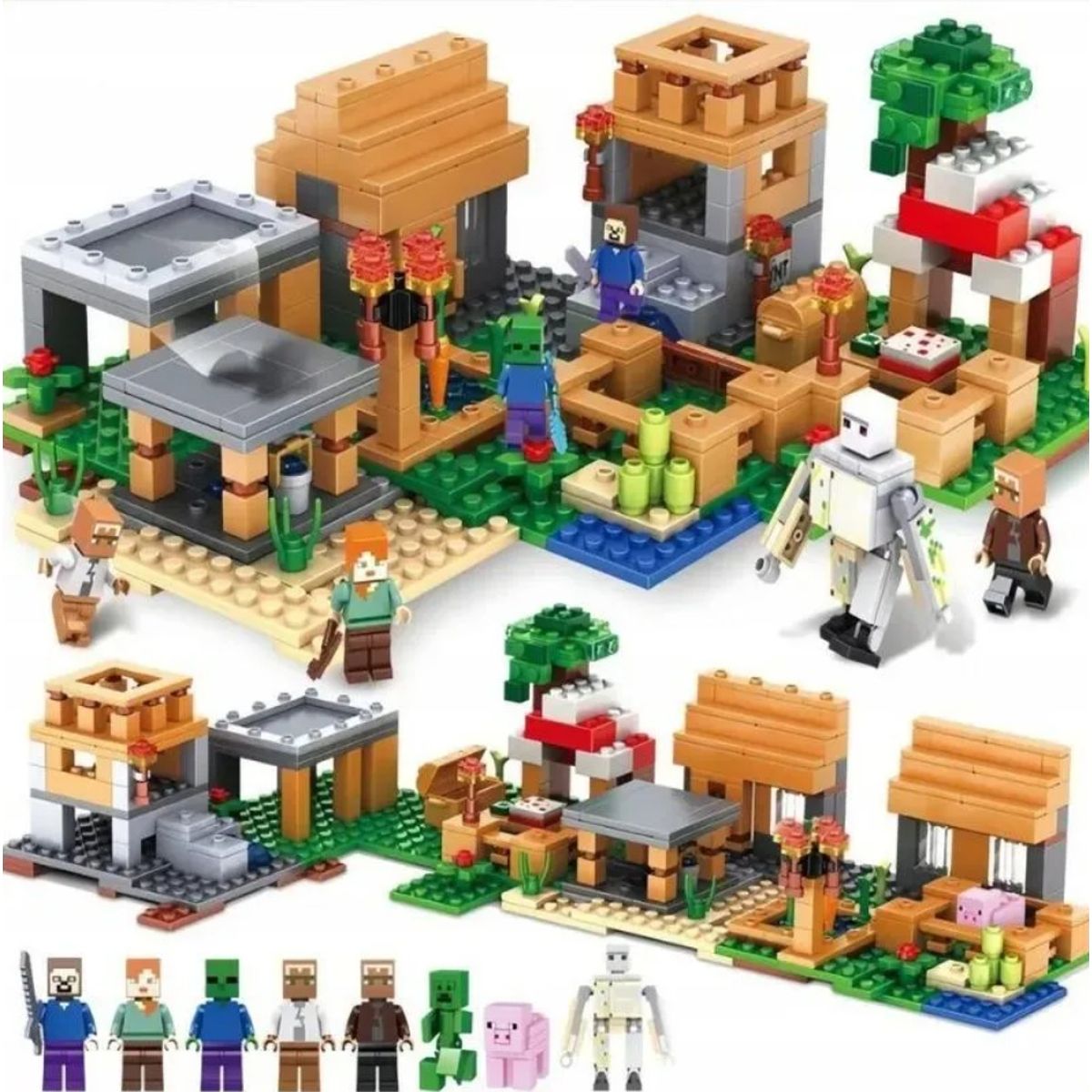GENERICO - Set Construcción Aldea Minecraft 539 Pzs Con Figuras