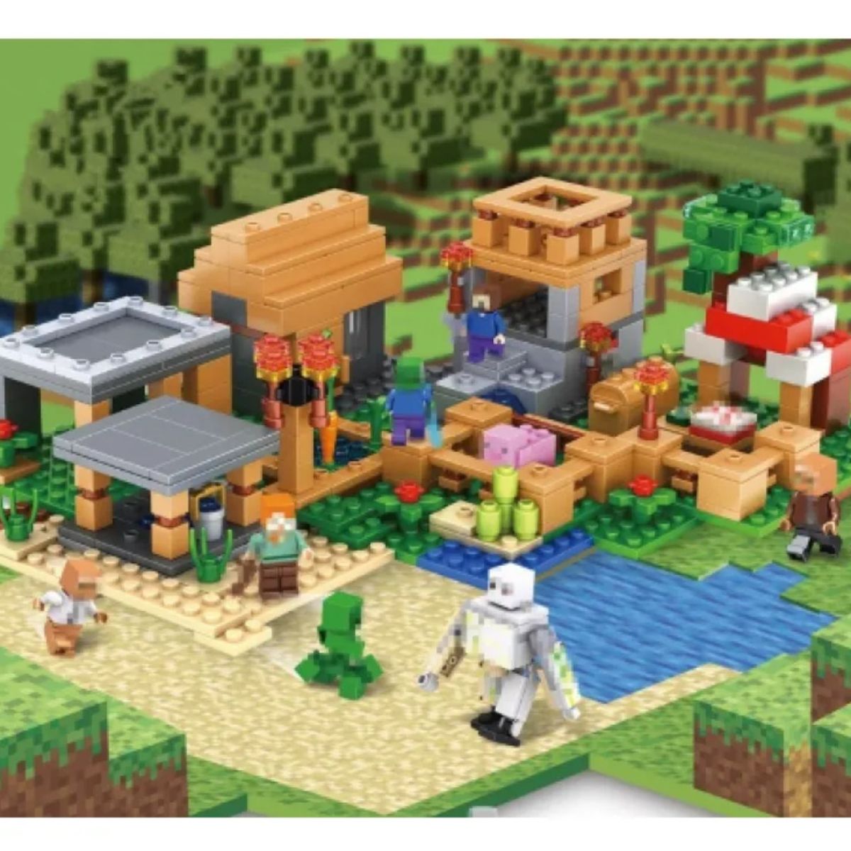 GENERICO - Set Construcción Aldea Minecraft 539 Pzs Con Figuras