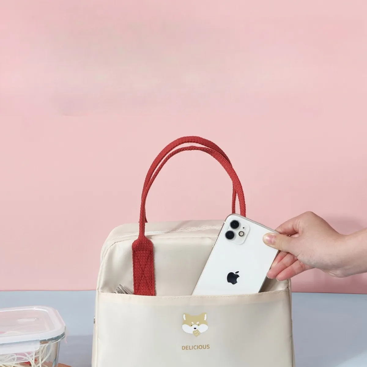 TIOZONEY - Bolsa térmica de lonchera - Blanco