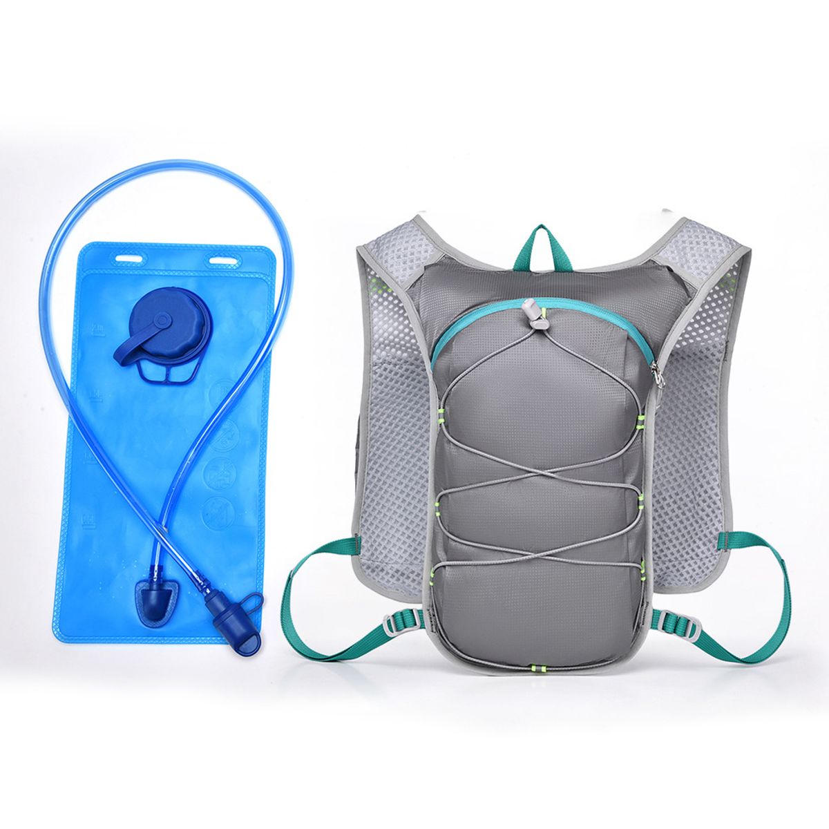 TIOZONEY - Mochila para bicicleta y bolsa de agua de 2 litros  Gris
