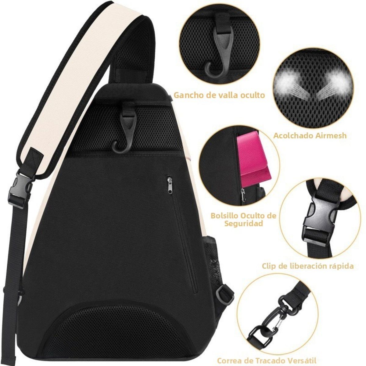 TIOZONEY - Mochila deportiva para tenisNegro