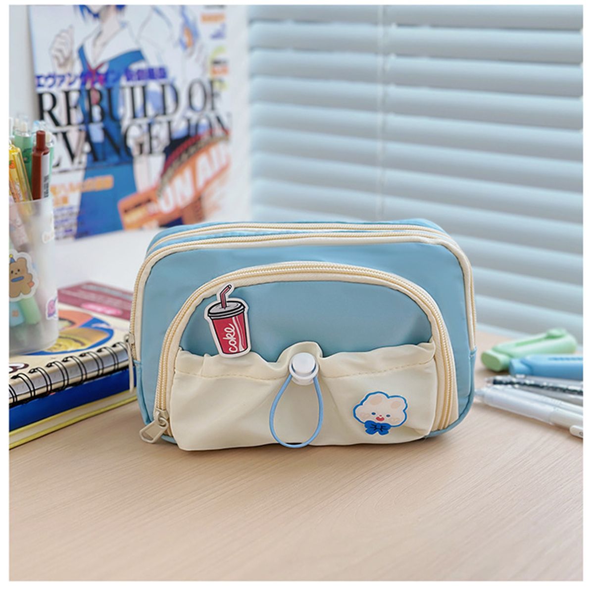 TIOZONEY - Estuche creativo para artículos de papelería-Azul