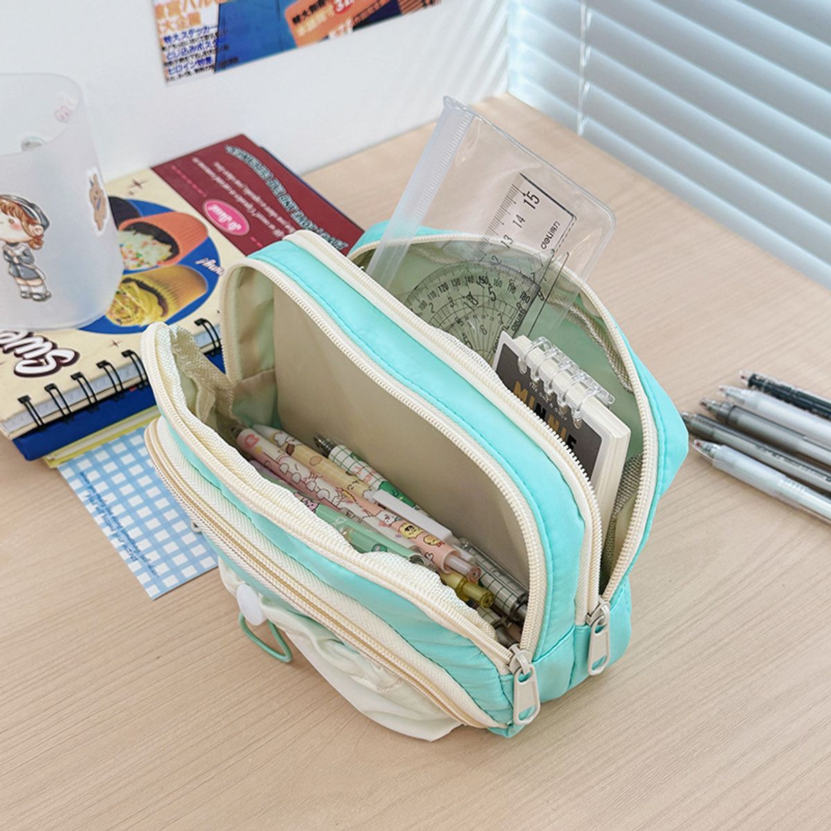 TIOZONEY - Estuche creativo para artículos de papelería-Azul