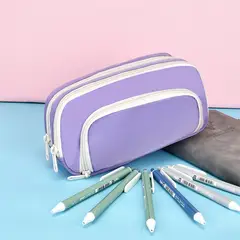 TIOZONEY - Estuche de doble capa y gran capacidad-Morado