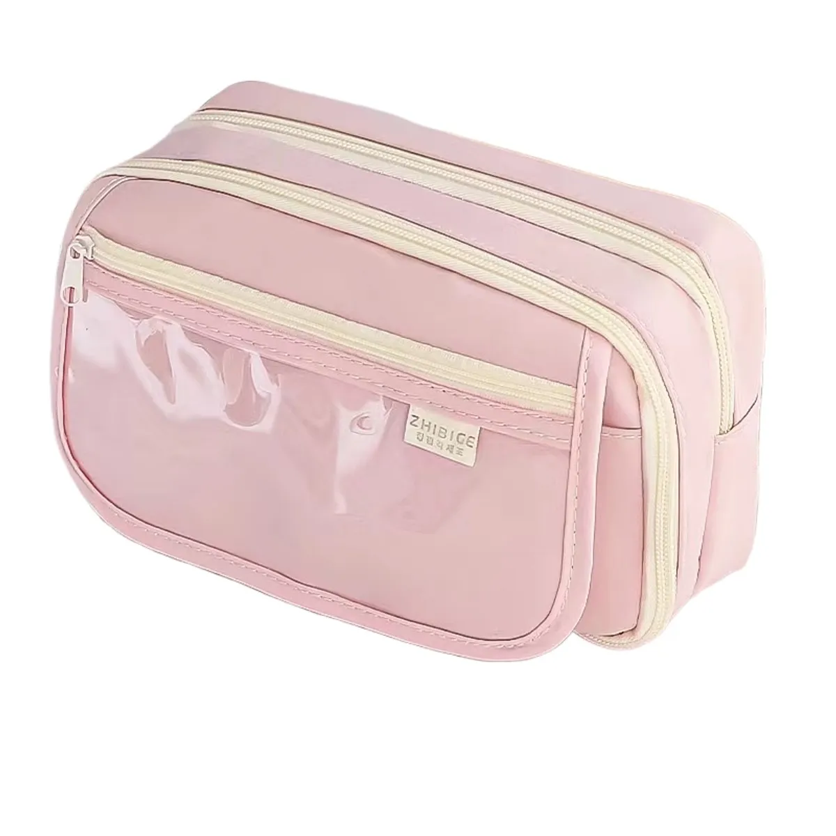 TIOZONEY - Estuche transparente de gran capacidad-Rosa
