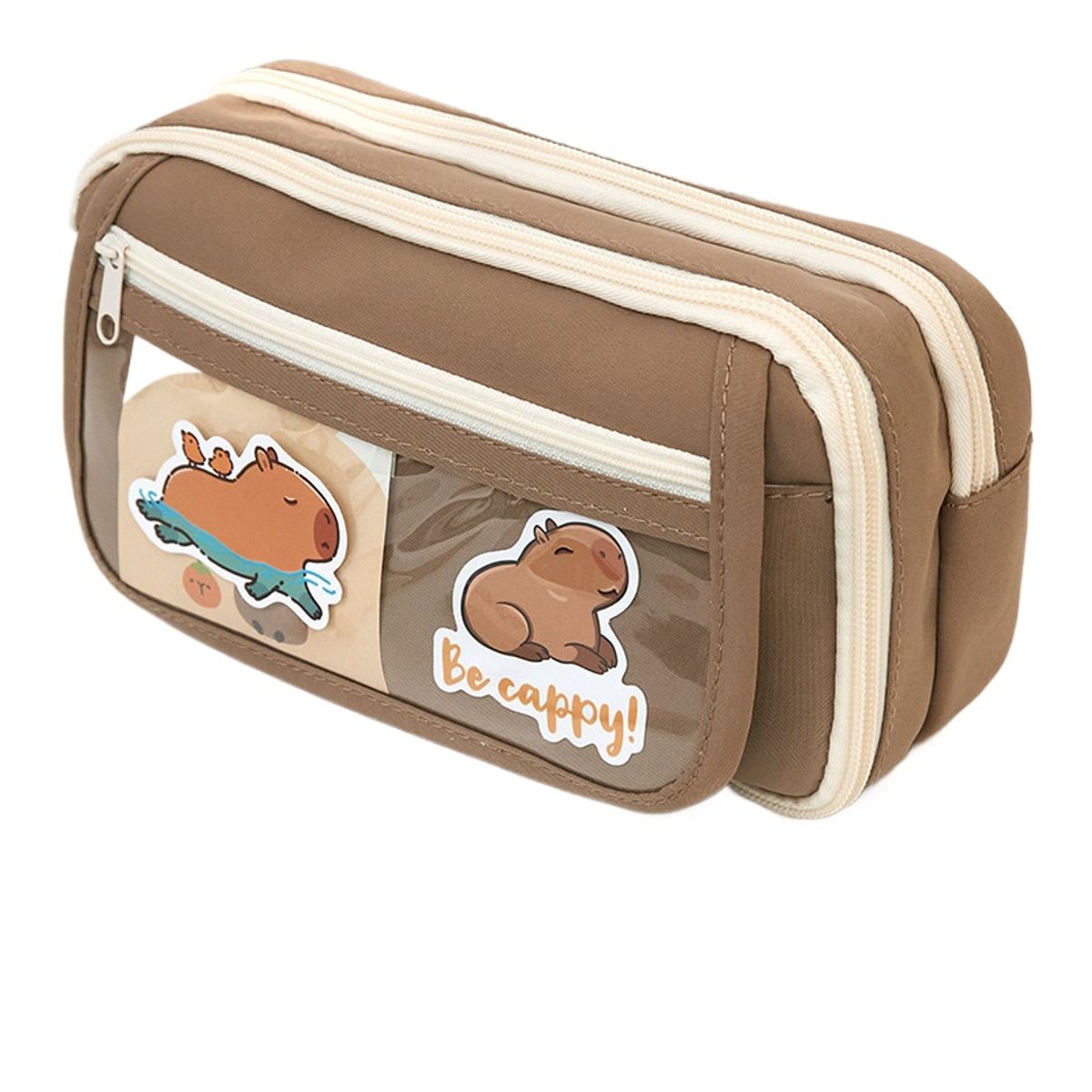 TIOZONEY - Estuche transparente de gran capacidad-Marrón