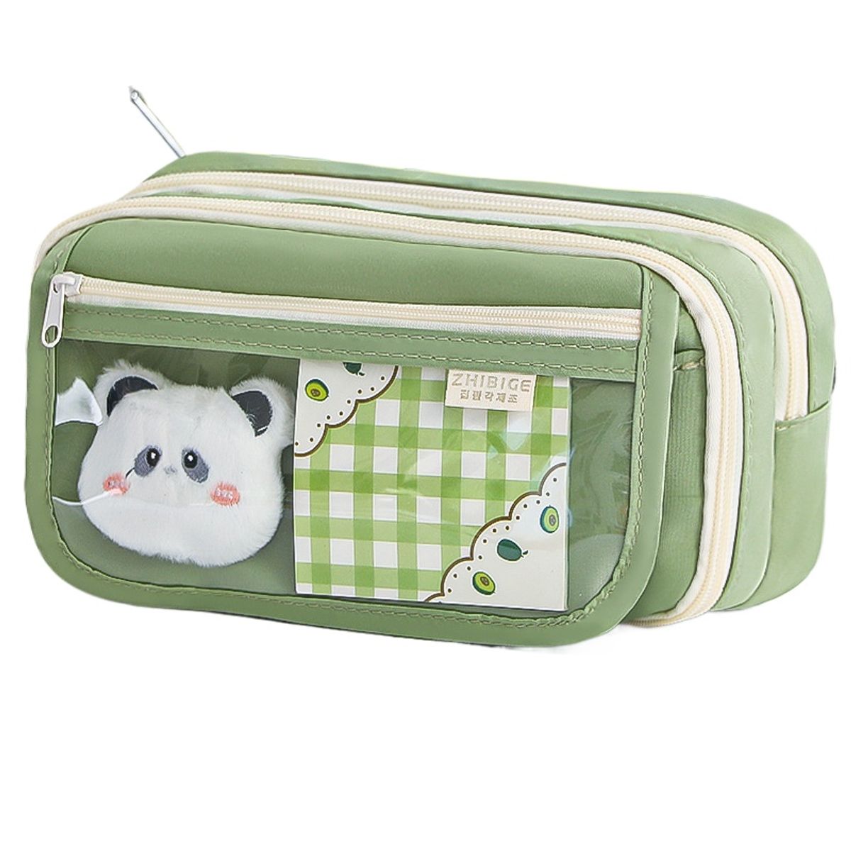 TIOZONEY - Estuche transparente de gran capacidad-Verde
