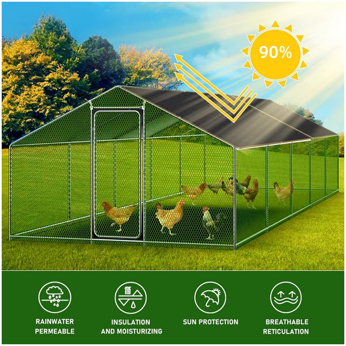 KUANGYE - Toldo Rectangular 3x4M Sombra Cubierta Terraza Jardin Terraza Lona De Malla Tasa De Sombreado 90%