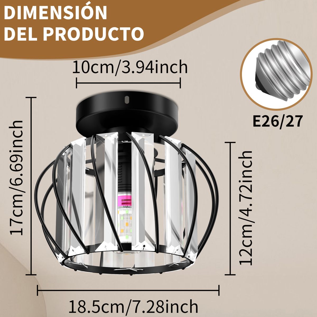 AIZO - Pack de 2 Lámparas de Techo Jaula Metálica Industrial Vintage​ con Casquillo E27 sin Luz​ Comedor