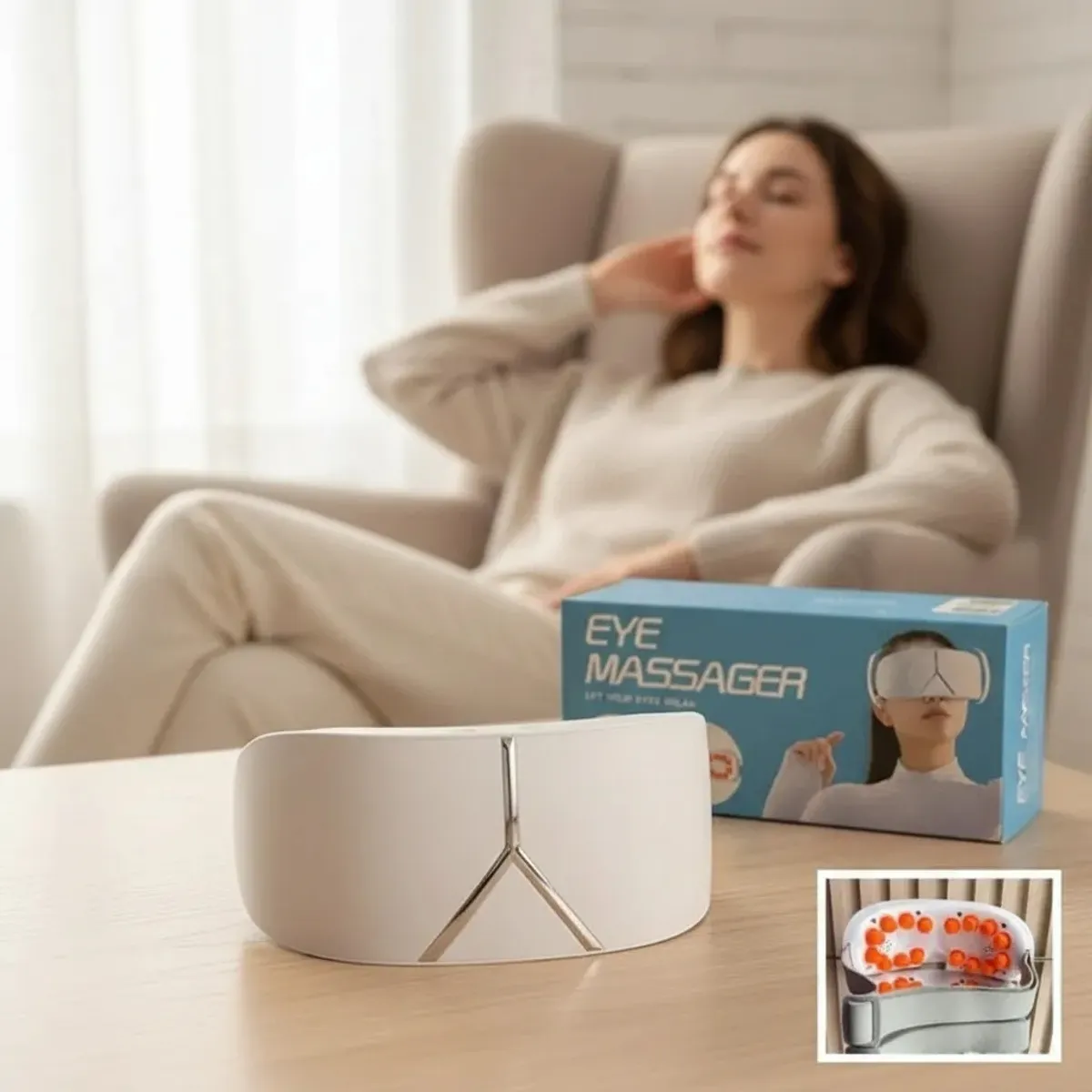 GENERICO - Masajeador De Ojos Inteligente Con Compresión De Aire Y Calor Alivia La Fatiga Ocular FIGOIMPORT