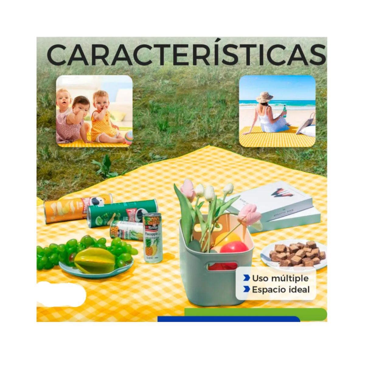 GENERICO - Manta Perfecta Para Picnic Impermeable Fácil De Transportar Color Amarillo