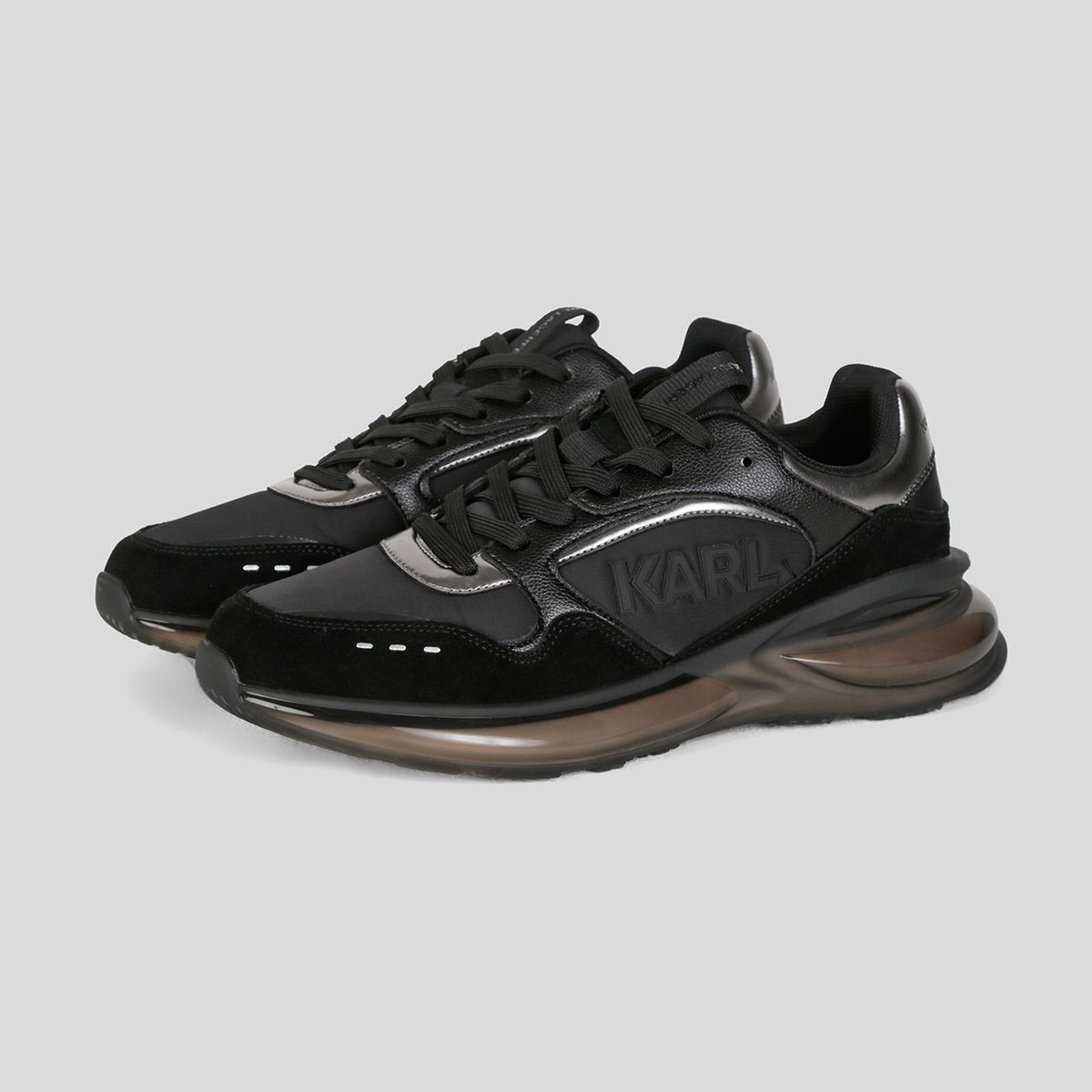 KARL LAGERFELD - Zapatillas runner de nailon y cuero con logo Karl