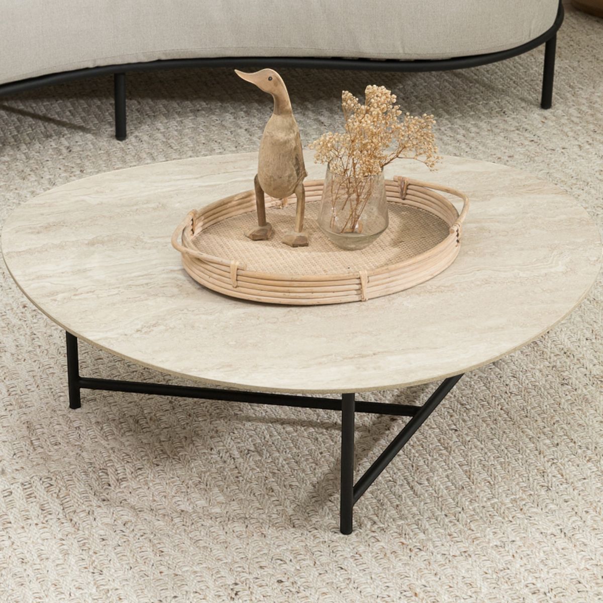 AMOBLE - Mesa De Centro Baule Piedra Crema  Amoblé