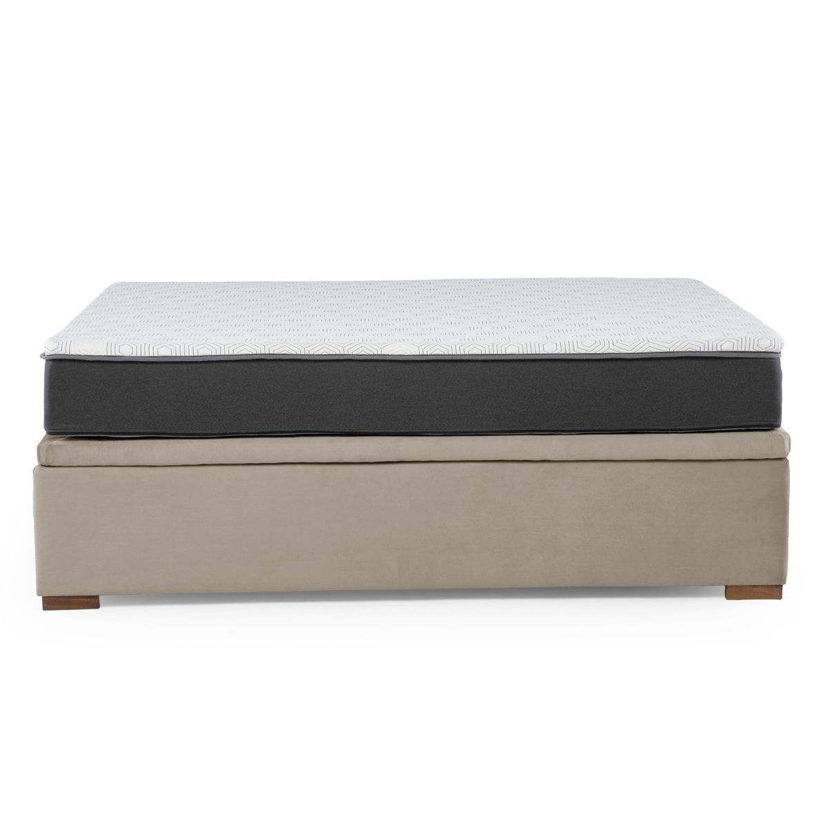 LATAM HOME - Cama Funcional Boxet 1 1/2 Plaza Colchon Resortes New Top Funda Lavable Tela Beige