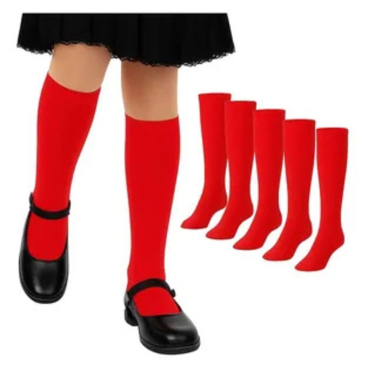 LOOK SHOP - Pack 3 Pares Calceta Escolar. Calceta Larga Colores. Rojo 691