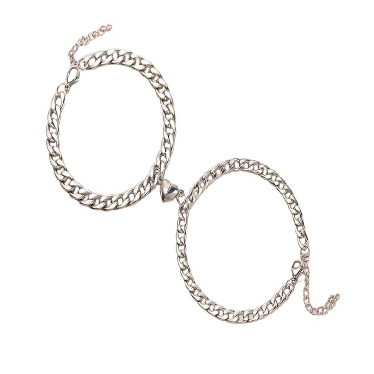 GENERICO - Set de pulseras para parejas con corazón imán