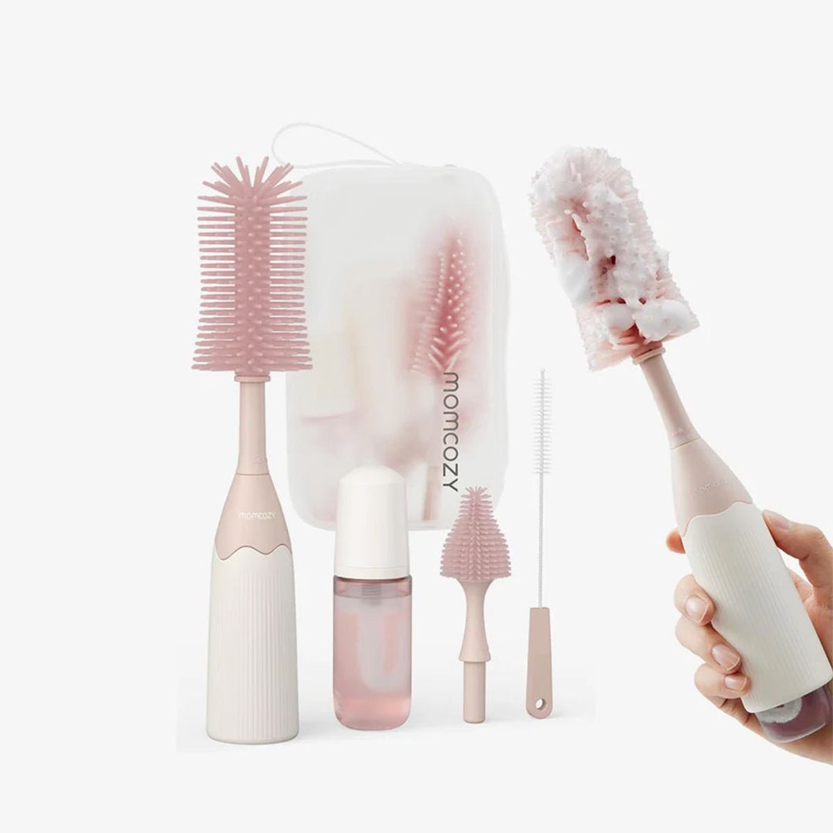 MOMCOZY - Kit de Cepillos para Mamaderas Rosa