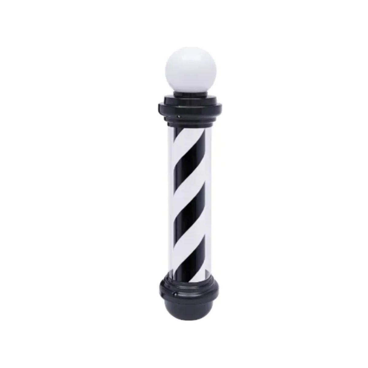 GENERICO - Poste De Barbería Grande Barber Pole Con Esfera De Luz NEGRO CON BLANCO 88cm