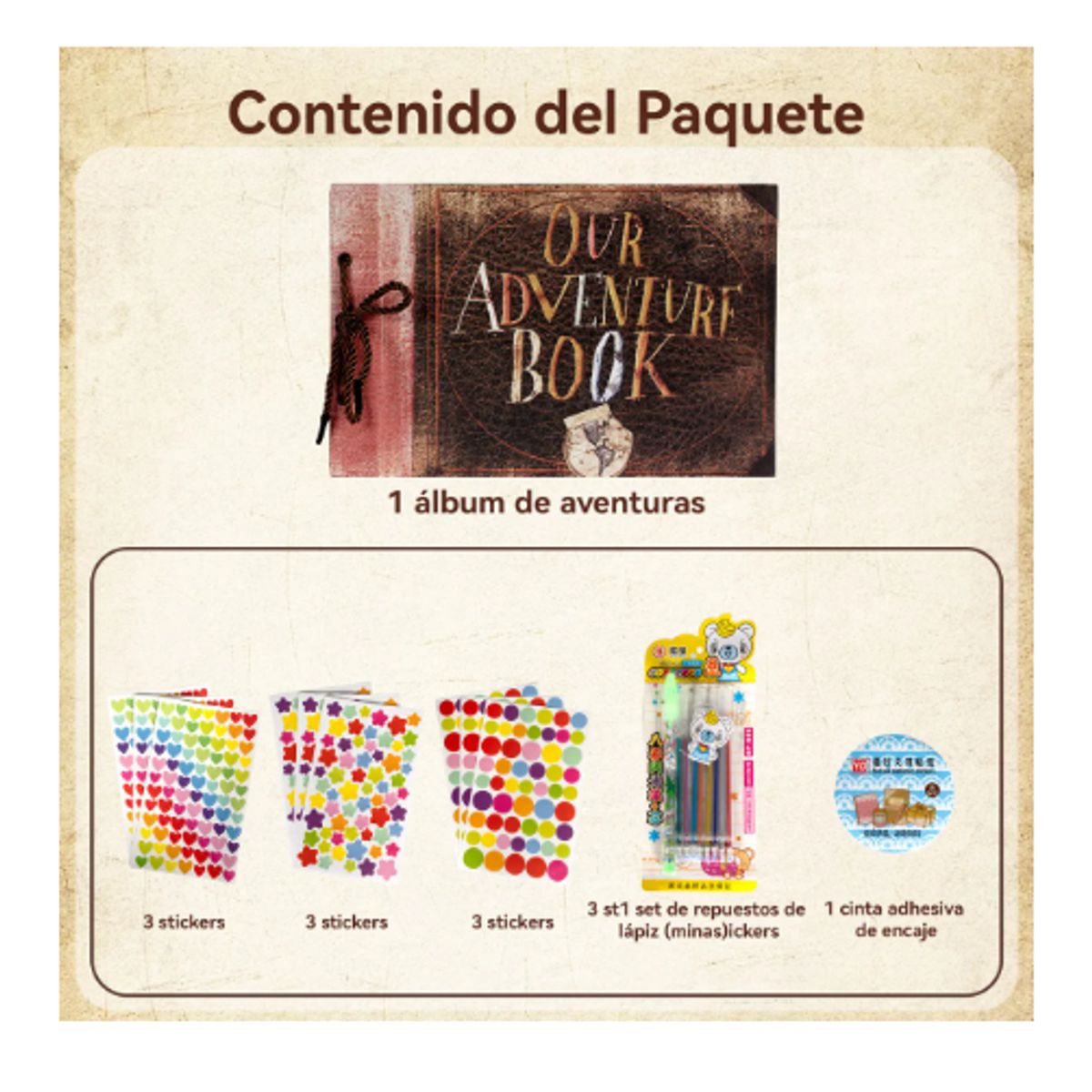 GENERICO - Álbum De Fotos Romántico Diy 40 Páginas Con Stickers Y Set Color Chocolate
