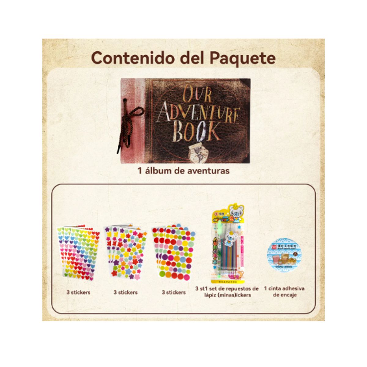 GENERICO - Álbum De Fotos Romántico Diy 40 Páginas Con Stickers Y Set Color Chocolate