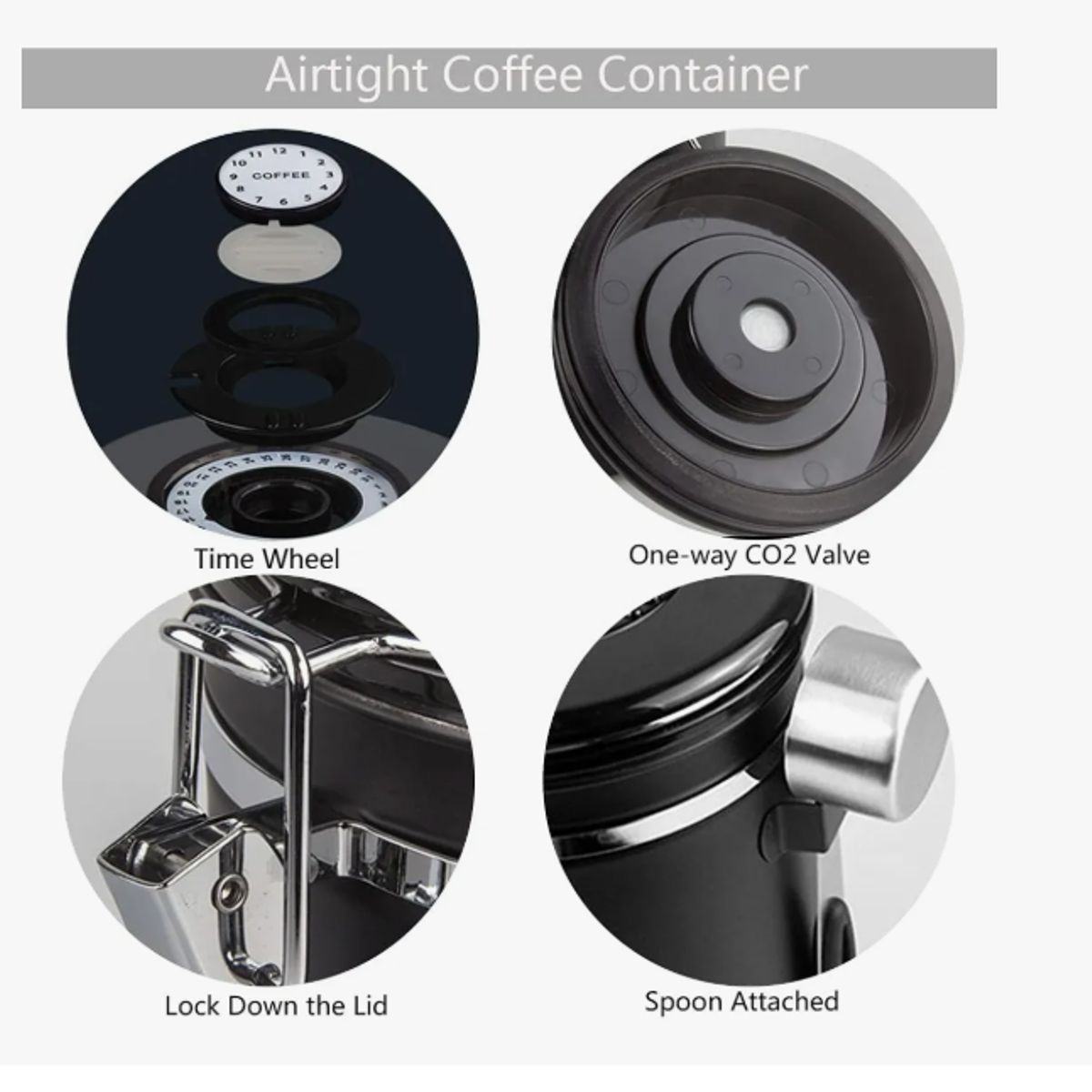 GENERICO - Tarro Contenedor Hermético De Café De 1200ml Con Cuchara