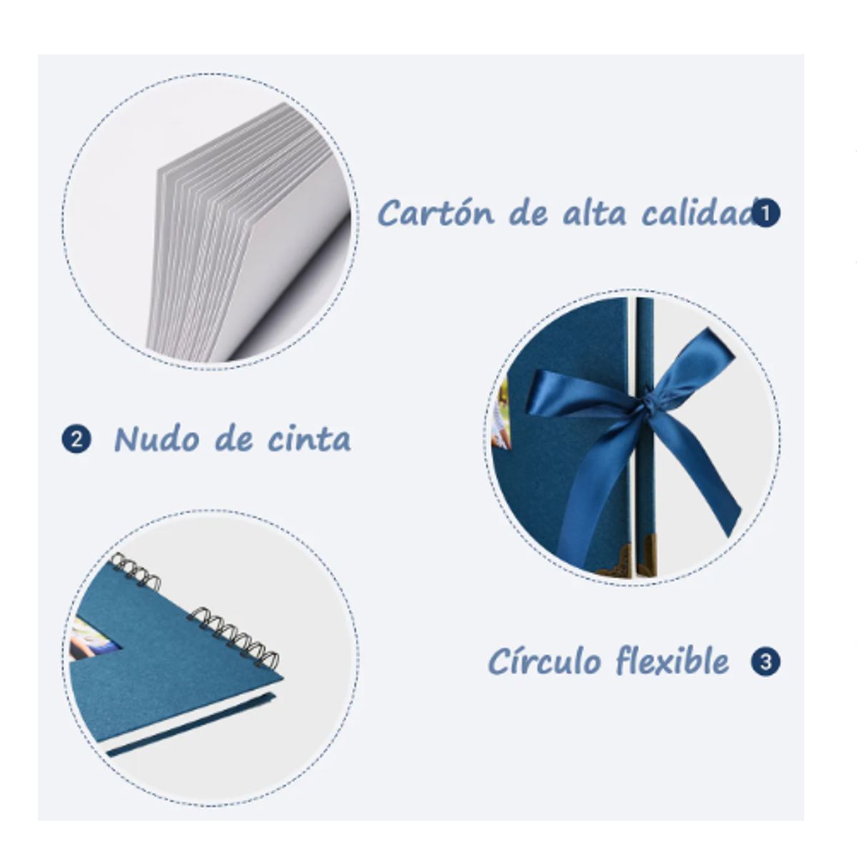 GENERICO - Álbum De Fotos Diy Autoadhesivo Portada Personalizable Color Azul Acero