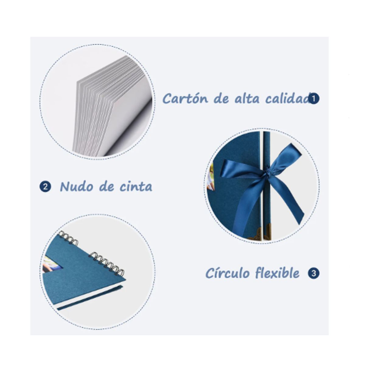 GENERICO - Álbum De Fotos Diy Autoadhesivo Portada Personalizable Color Azul Acero