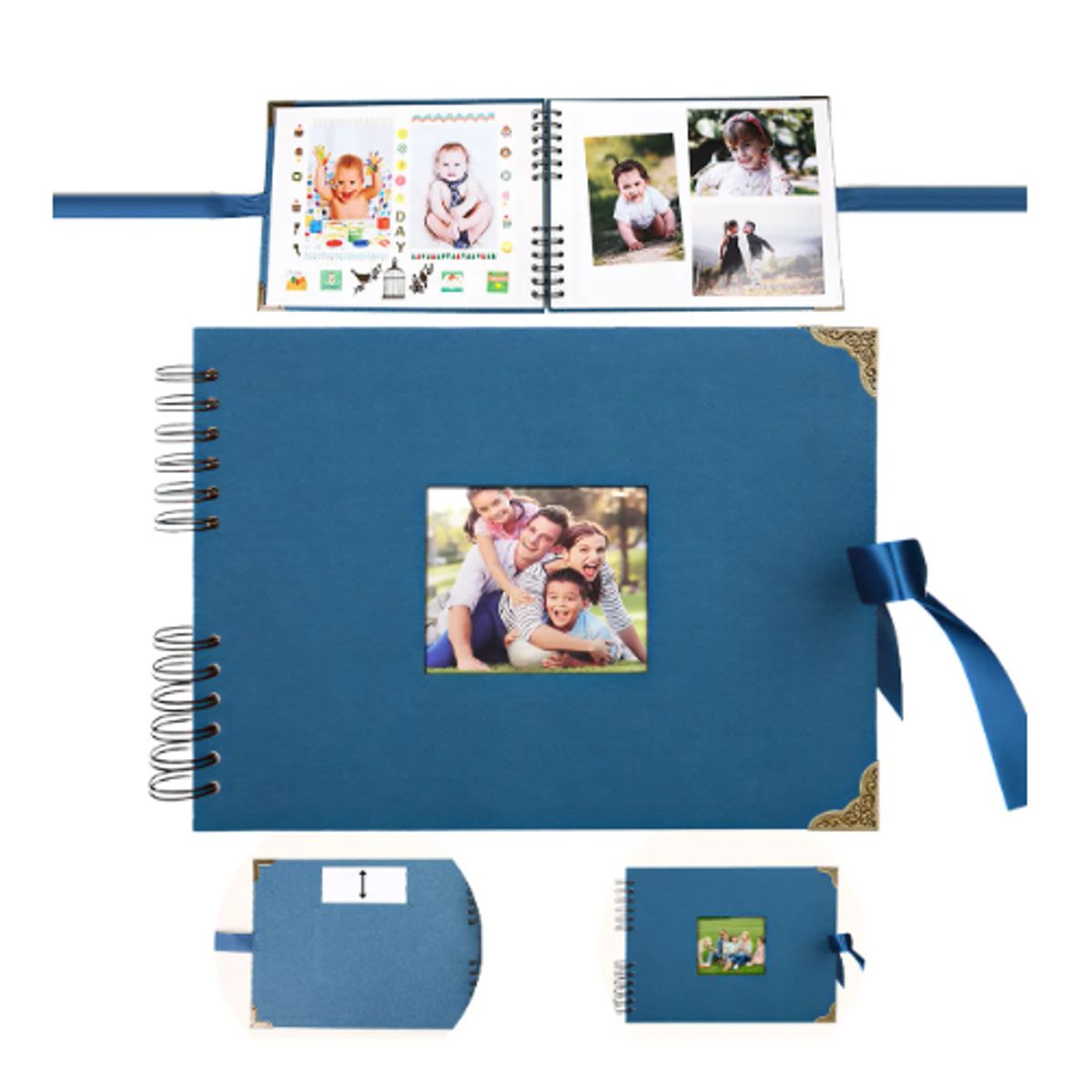 GENERICO - Álbum De Fotos Diy Autoadhesivo Portada Personalizable Color Azul Acero