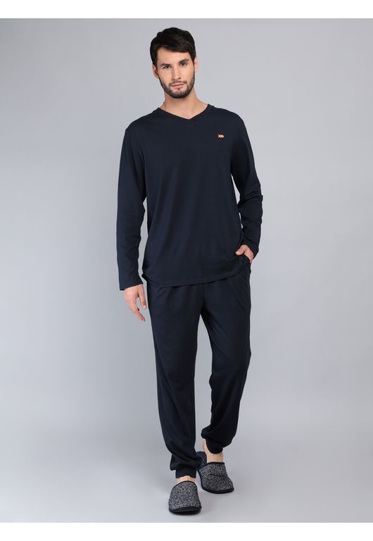Pijama Largo Regular Fit Azul Azul S
