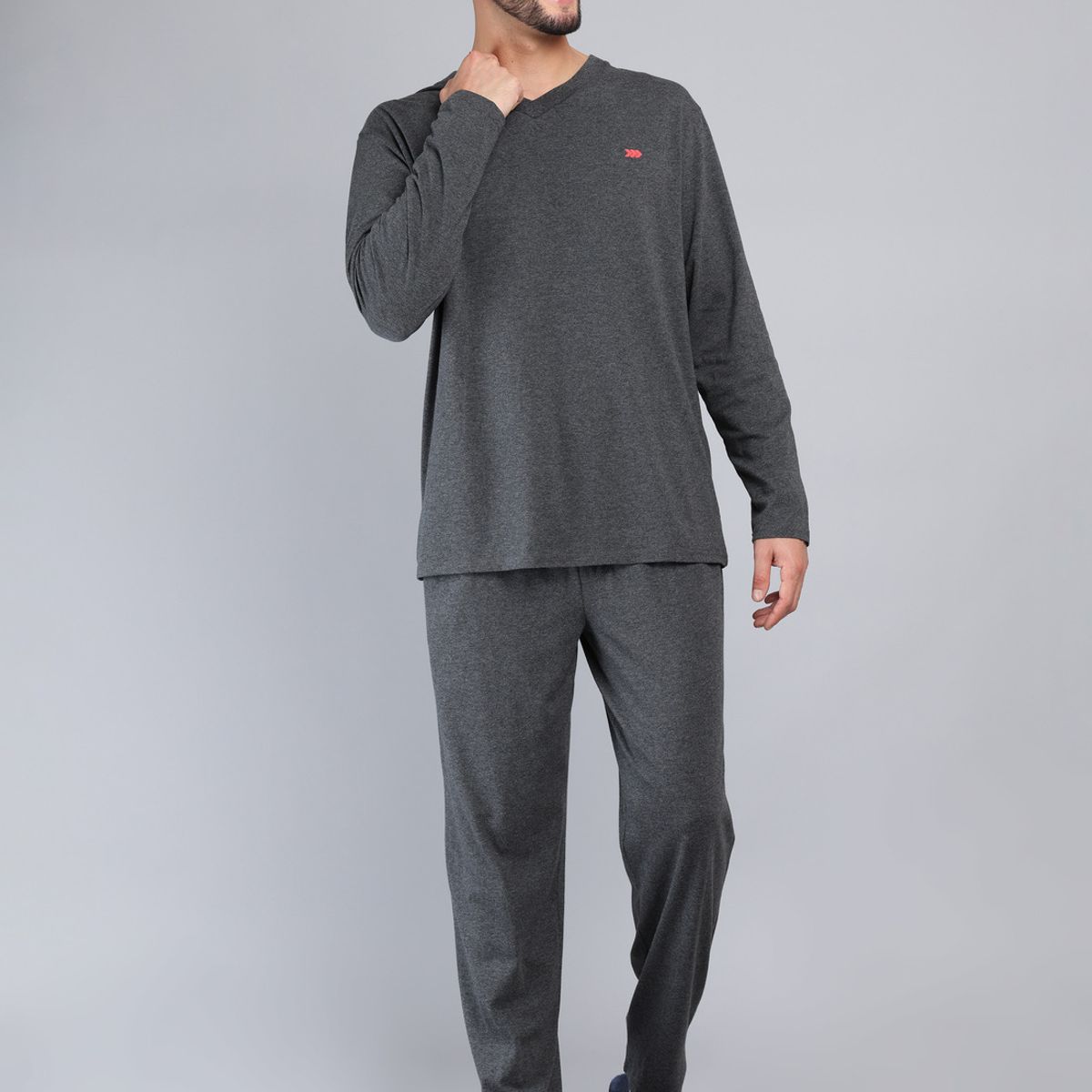ARROW - Pijama Largo Regular Fit Gris Oscuro Arrow ARROW