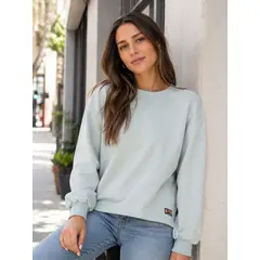 PANAMA JACK - Polerón Mujer Algodón Celeste