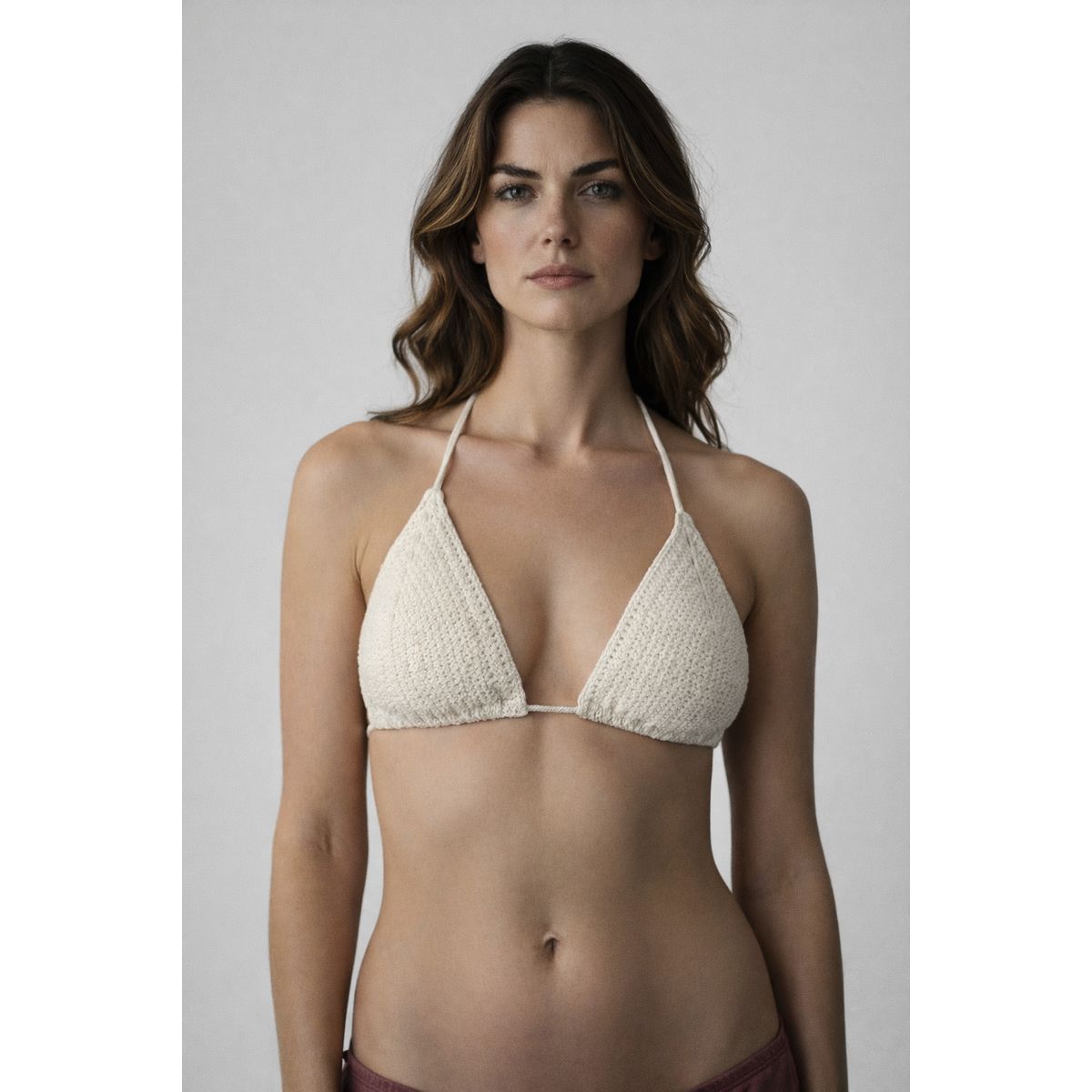 GLORIAHOON - Brasil Top de baño Bikini Mujer Crochet Artesanal crema