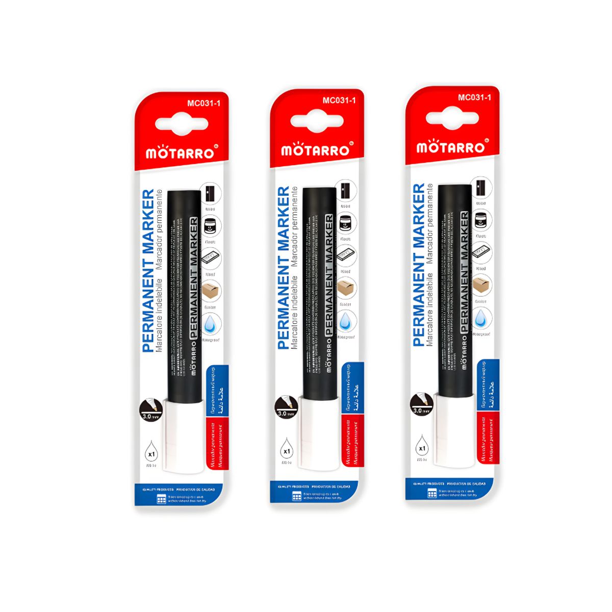 MOTARRO - Set 3 Plumones Permanentes Blancos Para Todo Superficie